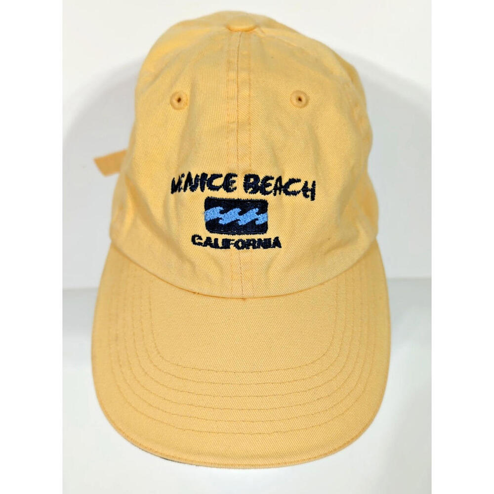 Venice Beach California Hat Cap Canary Yellow Embroidered Strap Back Beach Surf